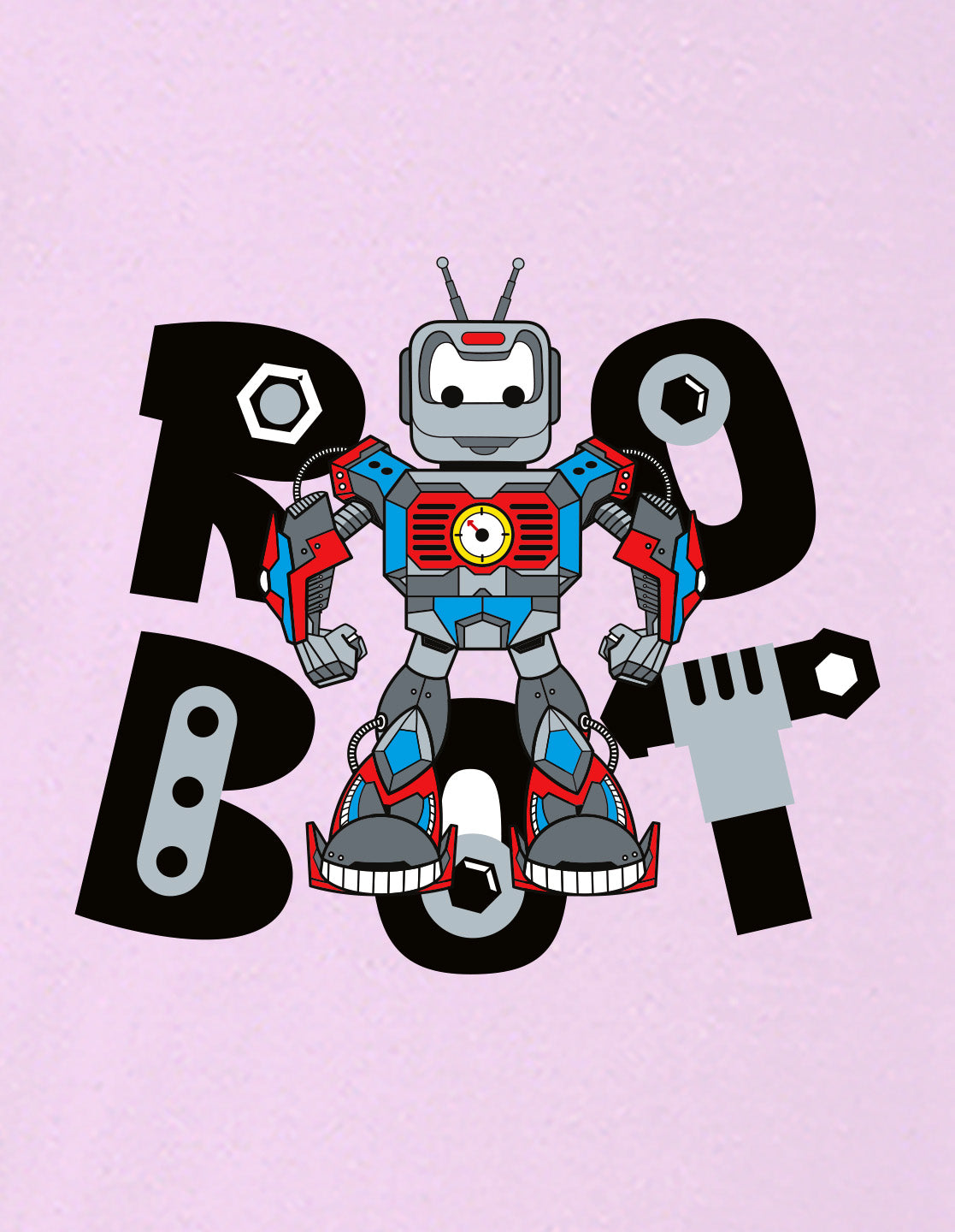 Nusyl Boys Lilac Robot Text Printed Short Sleeve Oversized T-Shirt