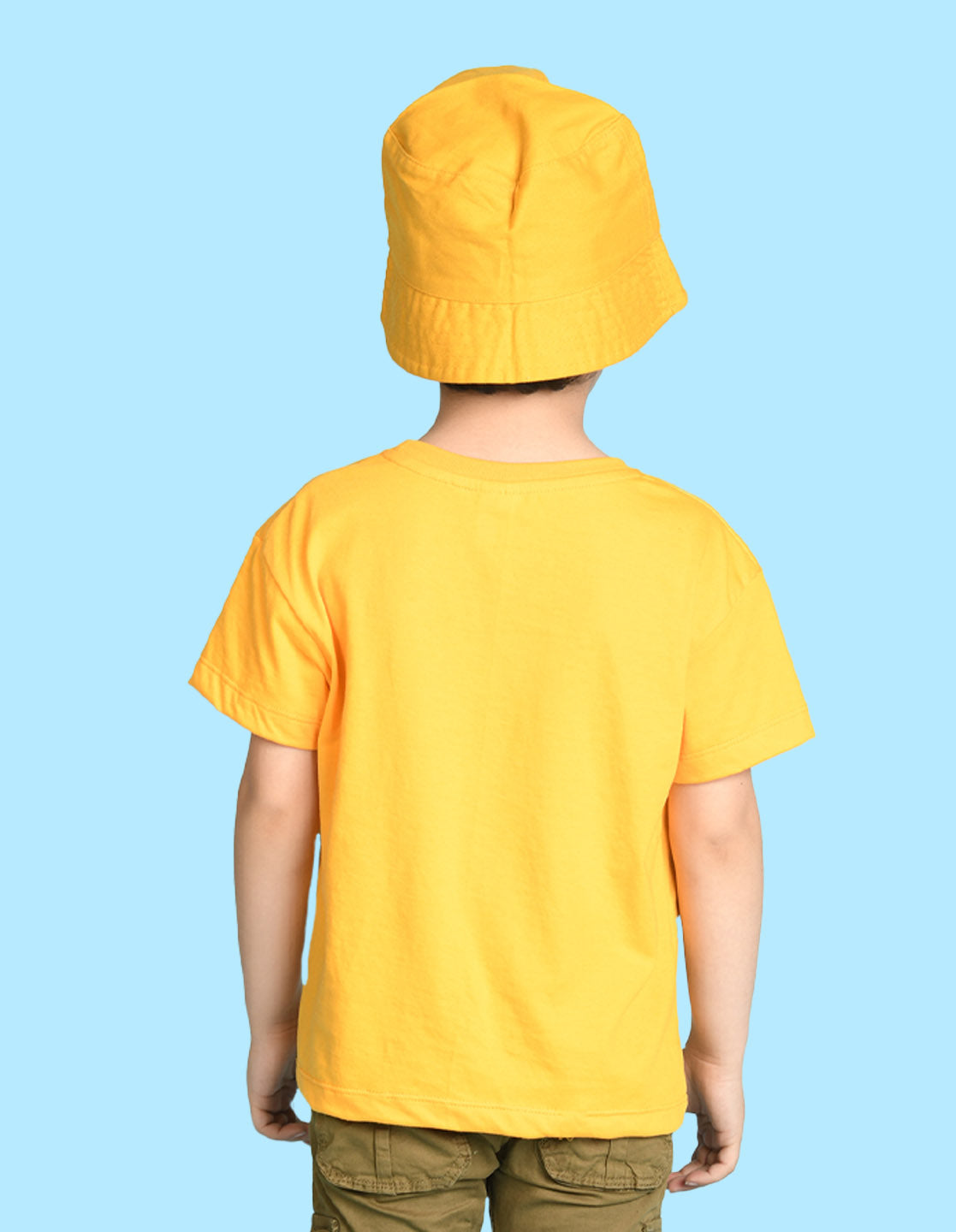 Nusyl Boys Yellow Racing Car & Teddy Bear Printed Short Sleeve Oversized T-Shirt