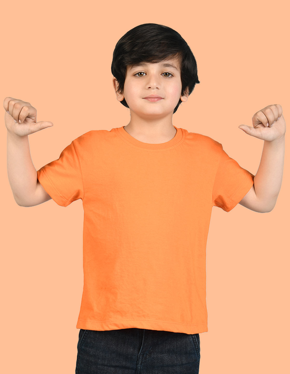 Nusyl Boys Orange Wild Text Printed Short Sleeve Oversized T-Shirt