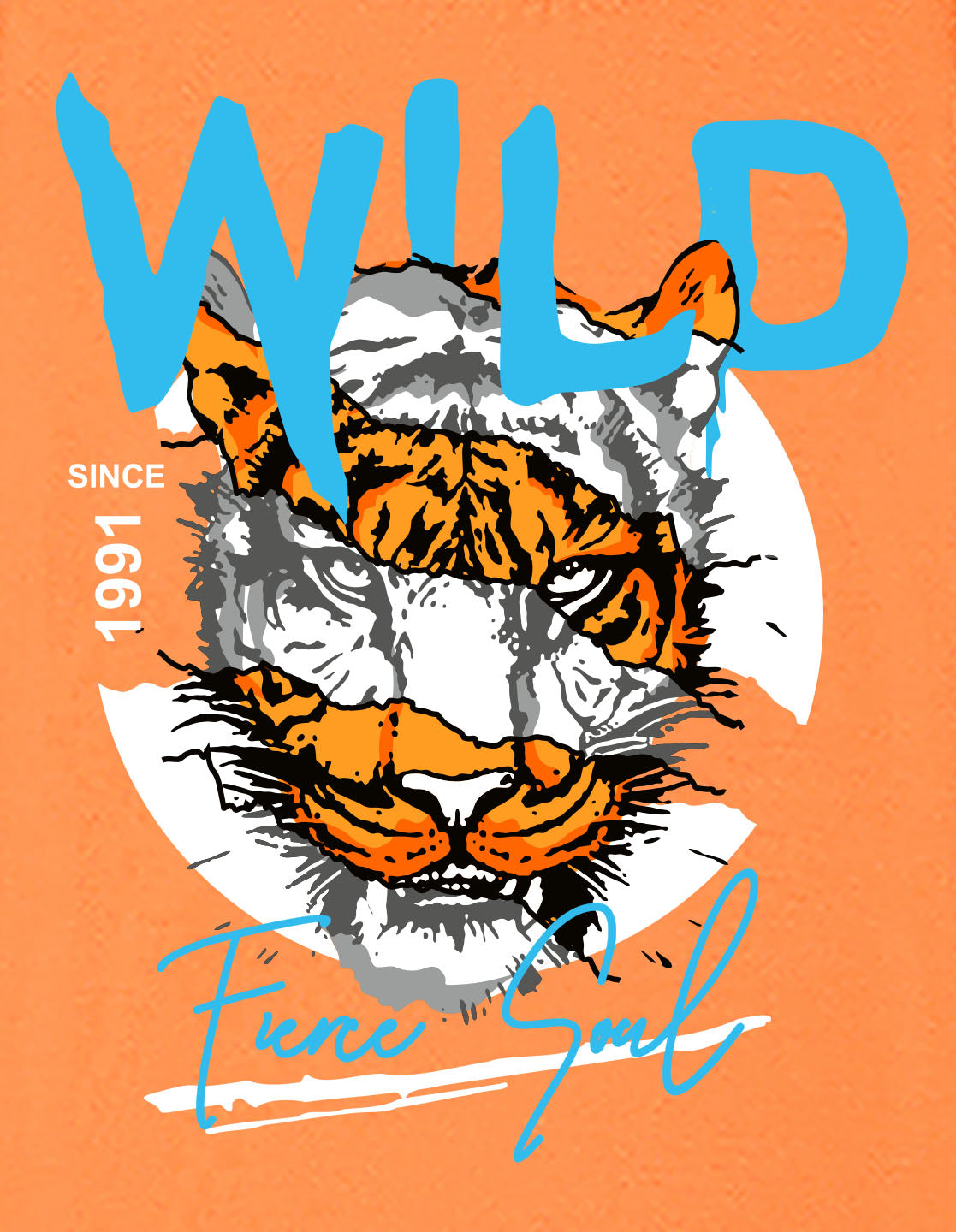 Nusyl Boys Orange Wild Text Printed Short Sleeve Oversized T-Shirt