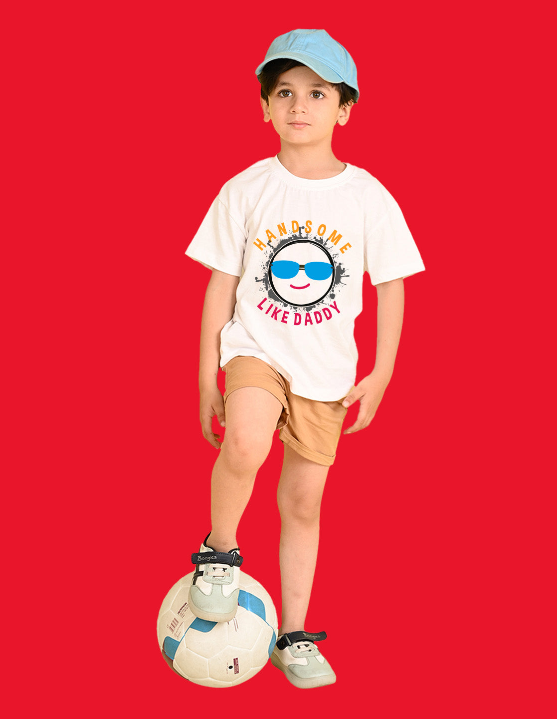 Nusyl Boys White Hand Some Text Printed Short Sleeve Oversized T-Shirt