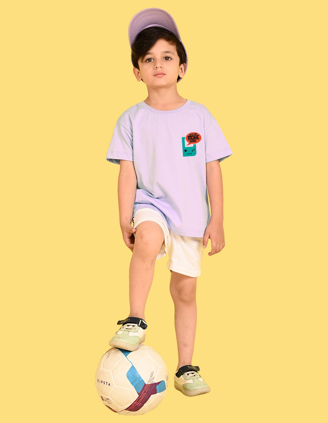 Nusyl Boys Lilac Just One More Game Text Printed Short Sleeve Oversized T-Shirt