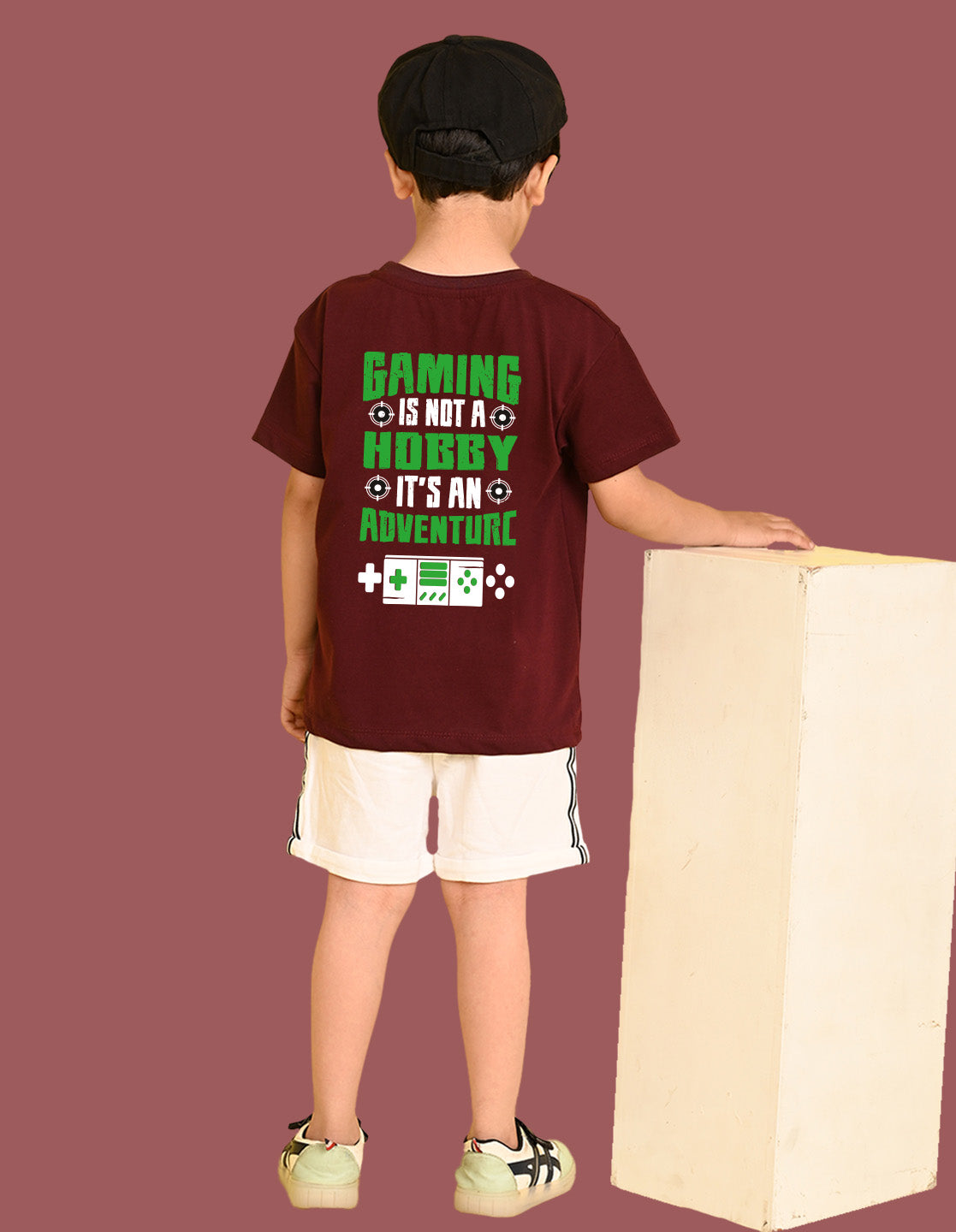 Nusyl Boys Wine Gaming is Not A Hobby Text Printed Short Sleeve Oversized T-Shirt
