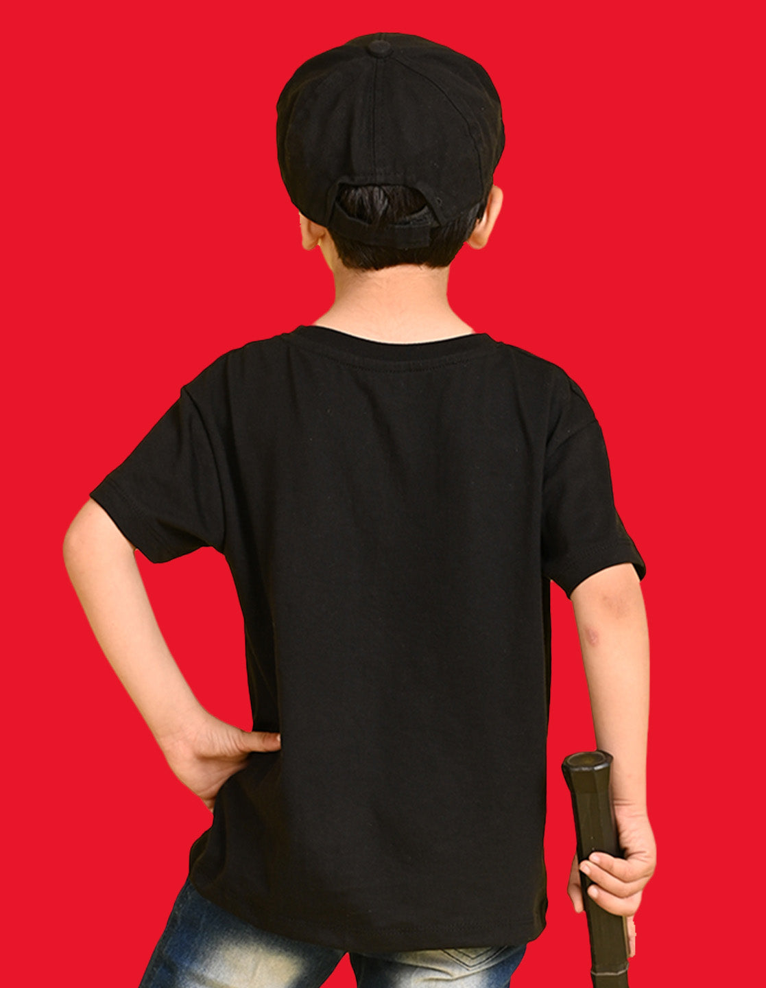 Nusyl Boys Black Best Win Text Printed Short Sleeve Oversized T-Shirt