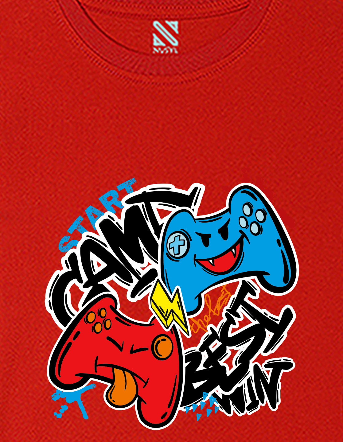 Nusyl Boys Red Best Win Text Printed Short Sleeve Oversized T-Shirt