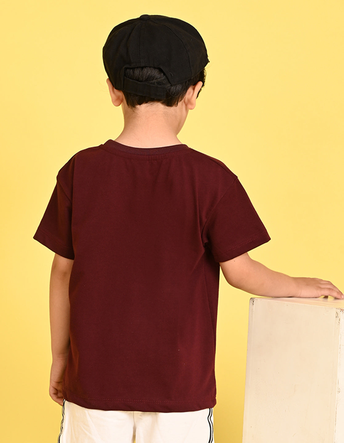 Nusyl Boys Wine Gamer Text Printed Short sleeve Cotton Blend Oversized T-shirts