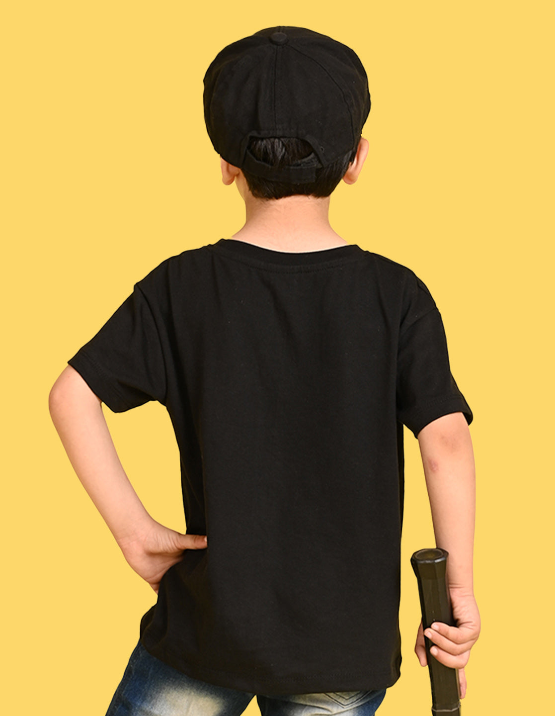 Nusyl Boys Black Anime & Text Printed Short sleeve Cotton Blend Oversized T-shirts
