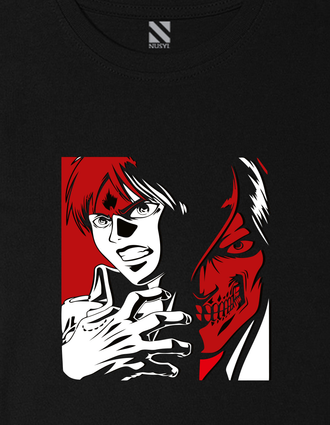 Nusyl Boys Black Anime & Text Printed Short sleeve Cotton Blend Oversized T-shirts