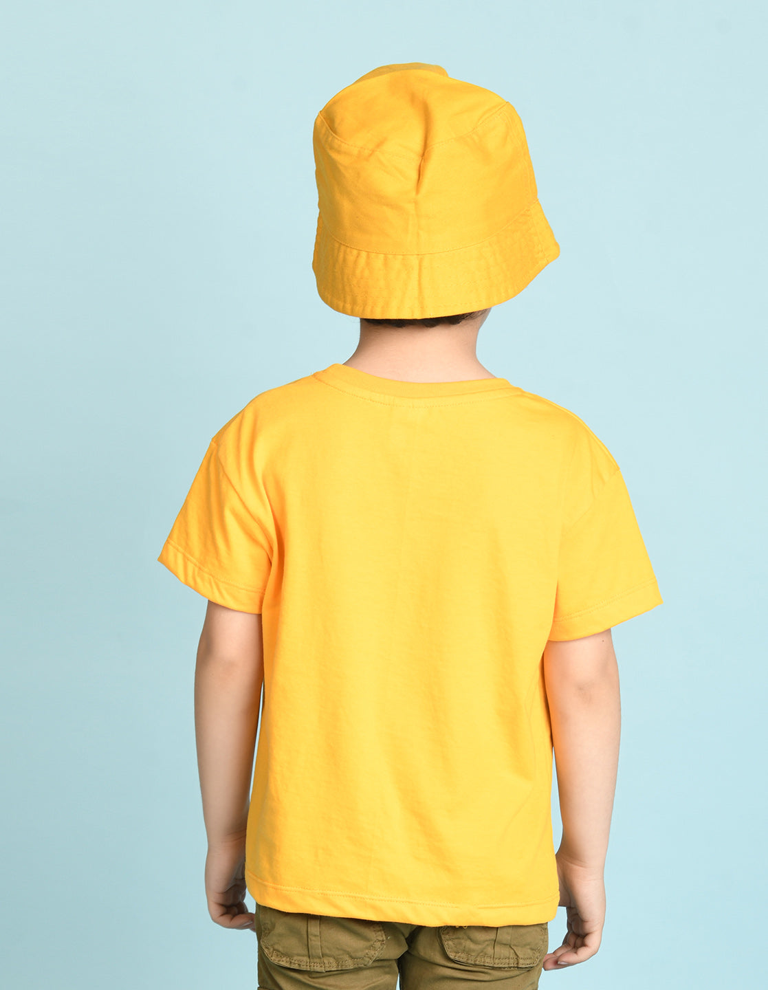 Nusyl Boys Yellow Anime & Text Printed Short sleeve Cotton Blend Oversized T-shirts
