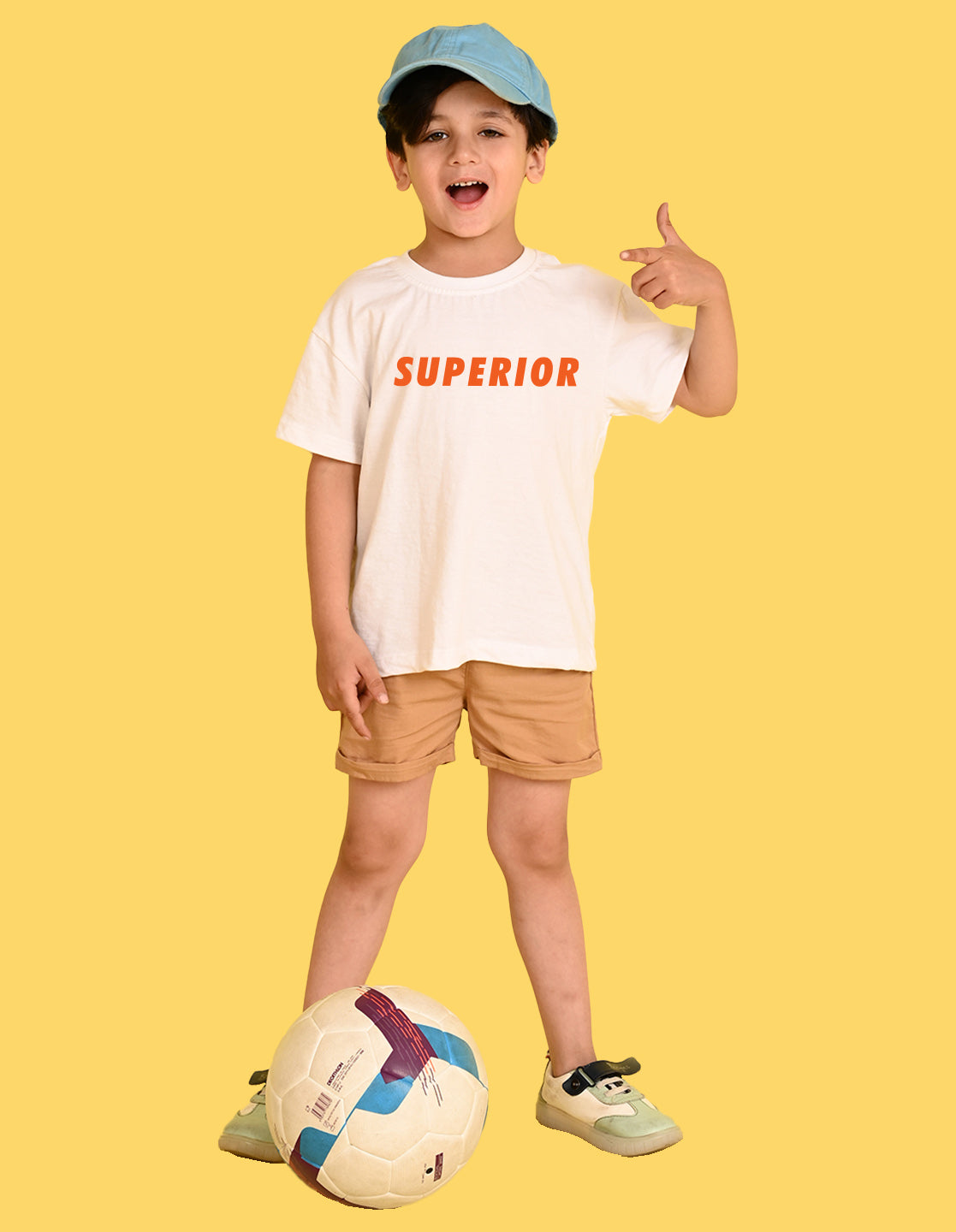 Nusyl Boys White Superior Text Printed Short sleeve Cotton Blend Oversized T-shirts