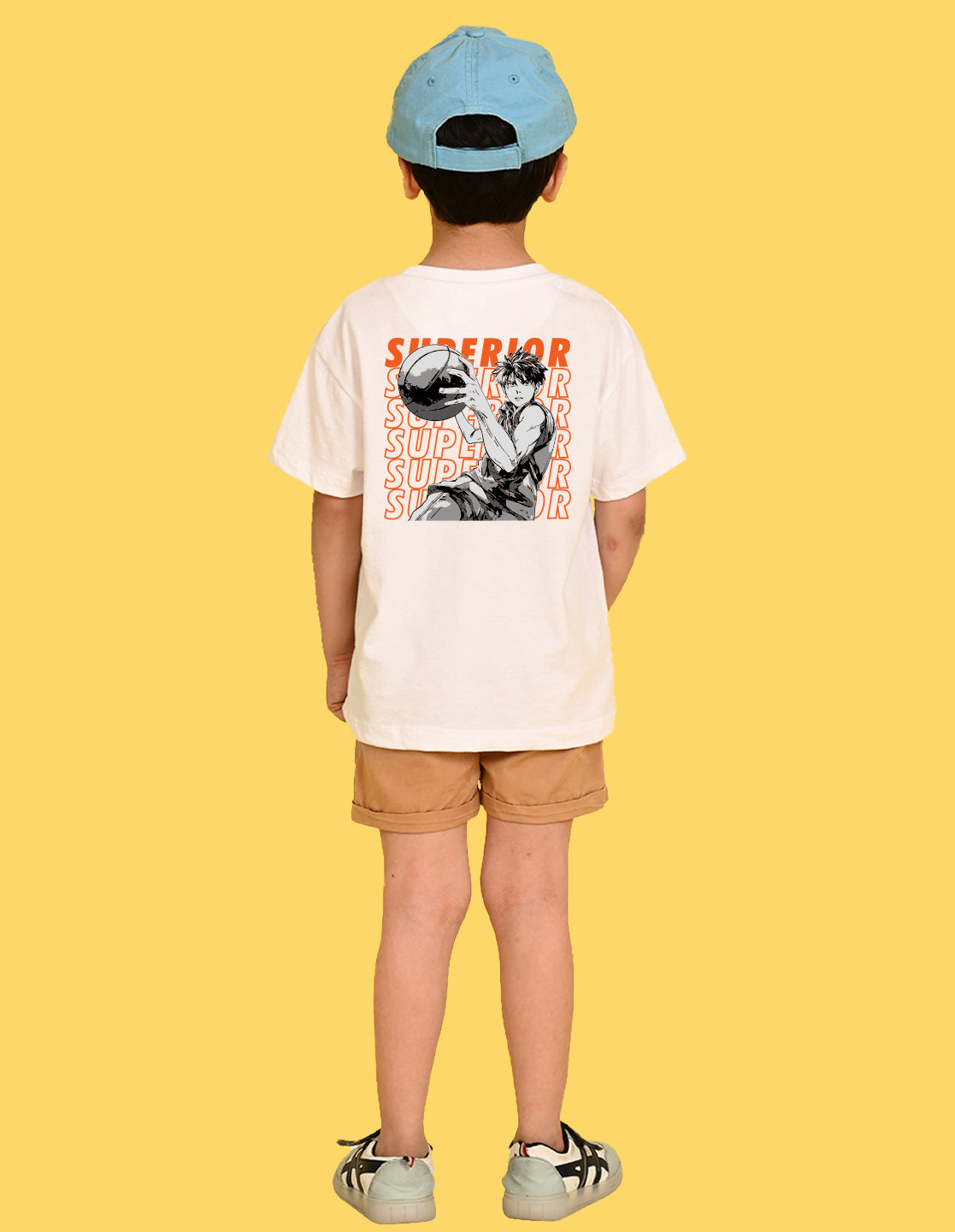 Nusyl Boys White Superior Text Printed Short sleeve Cotton Blend Oversized T-shirts