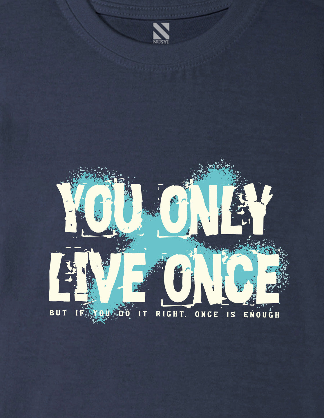 Nusyl Boys Navy Blue You Only Live Once Text Printed Short sleeve Cotton Blend Oversized T-shirts