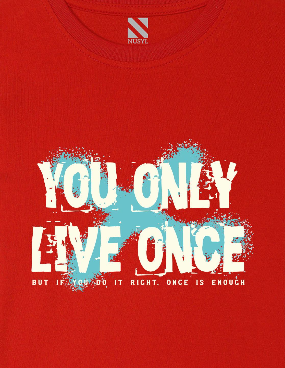 Nusyl Boys Red You Only Live Once Text Printed Short sleeve Cotton Blend Oversized T-shirts