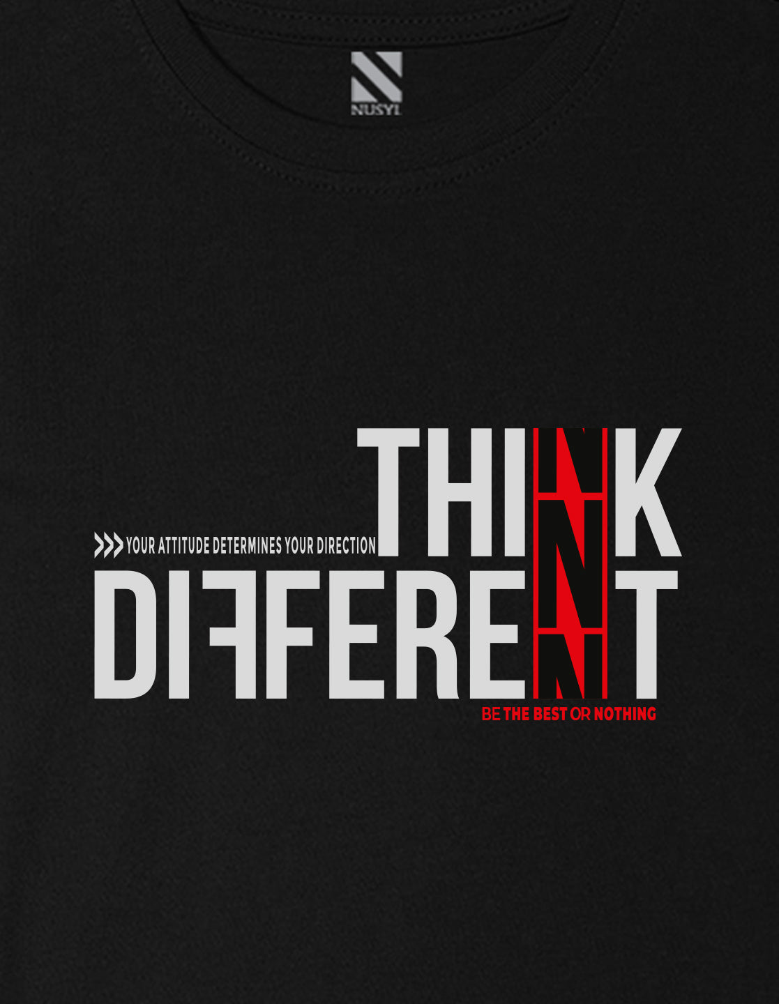 Nusyl Boys Black Think Different Text Printed Short sleeve Cotton Blend Oversized T-shirts