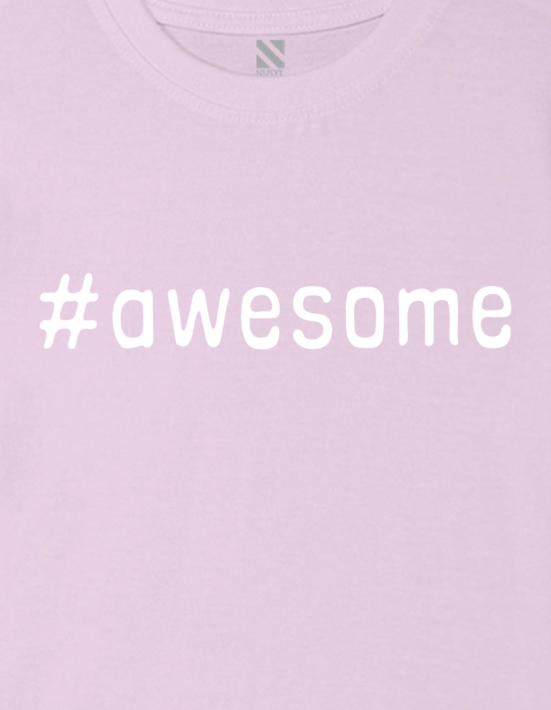 Nusyl Boys Lilac Awesome Text Printed Short sleeve Cotton Blend Oversized T-shirts