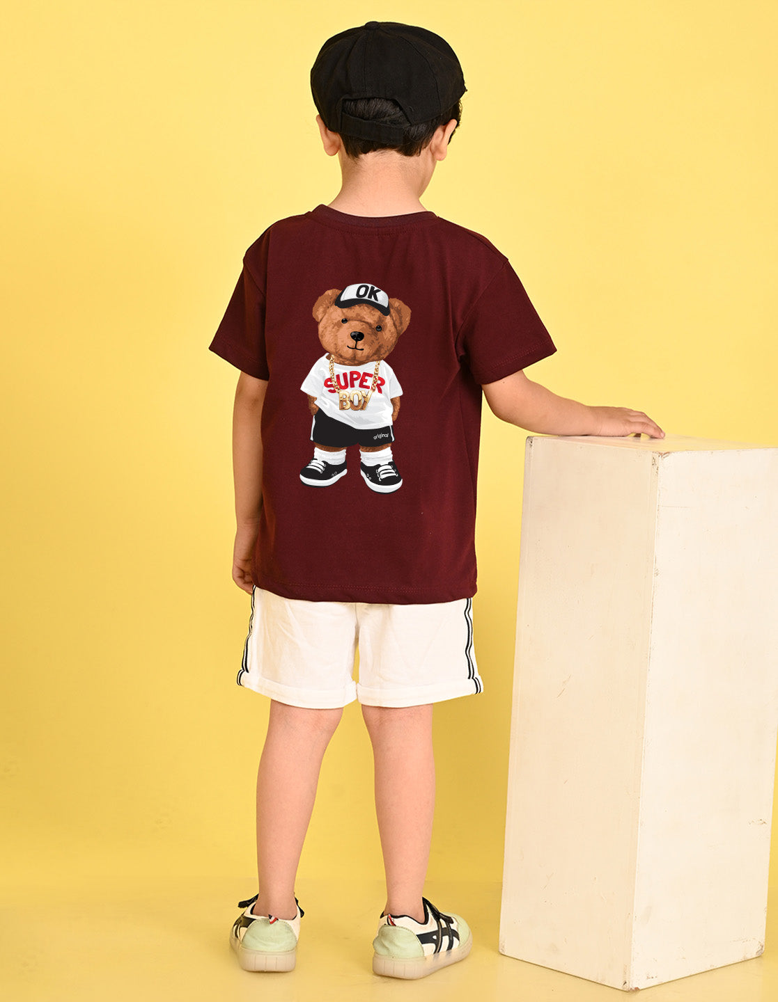 Nusyl Boys Wine Awesome Text Printed Short sleeve Cotton Blend Oversized T-shirts