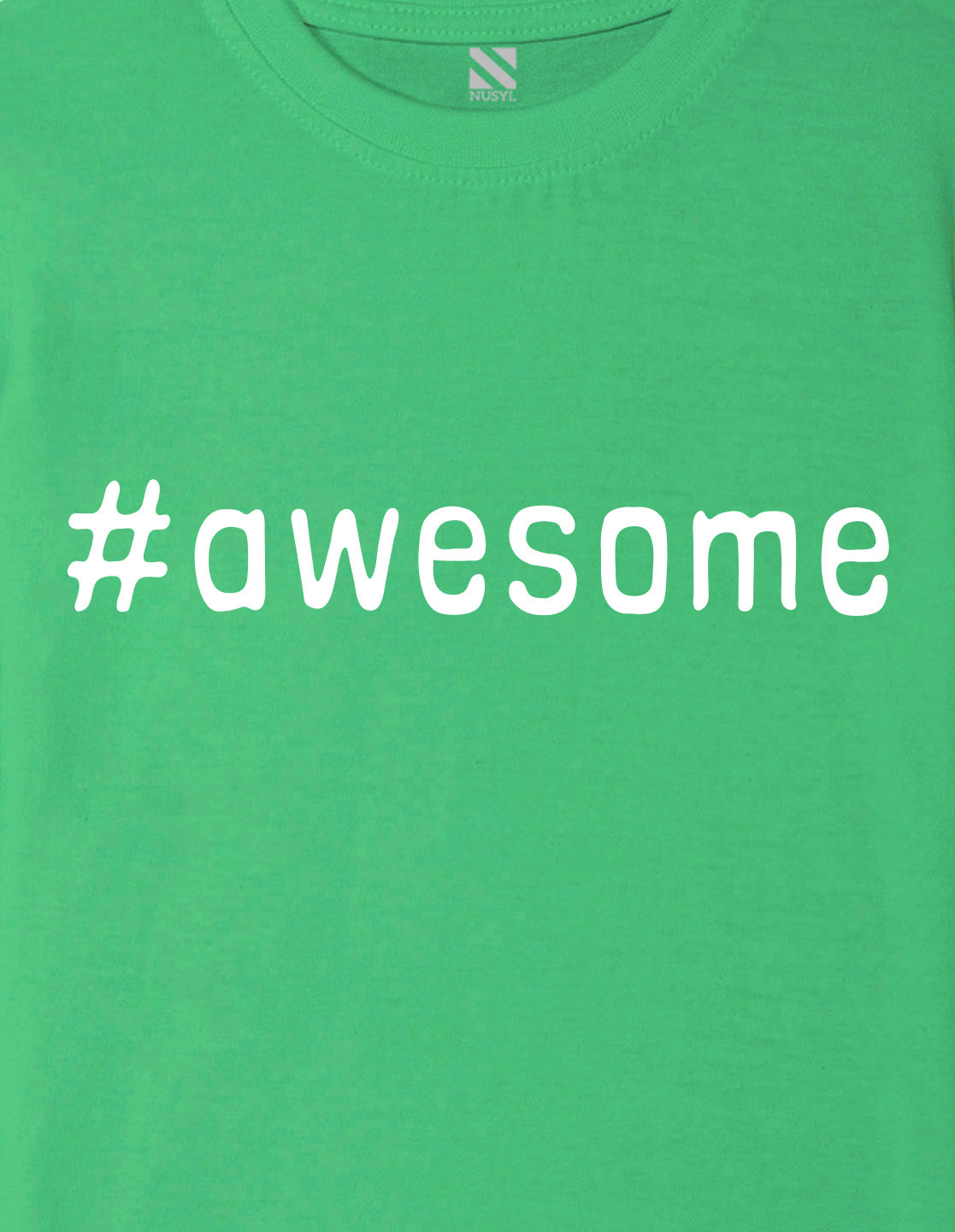 Nusyl Boys Green Awesome Text Printed Short sleeve Cotton Blend Oversized T-shirts