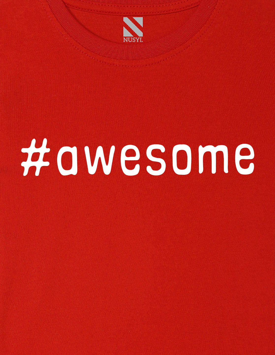 Nusyl Boys Red Awesome Text Printed Short sleeve Cotton Blend Oversized T-shirts