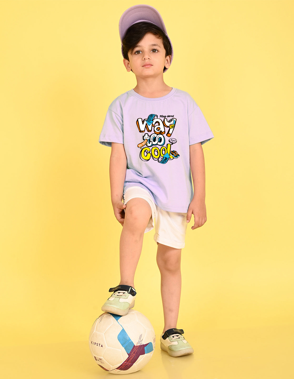 Nusyl Boys Lilac Way To Cool Text Printed Short sleeve Cotton Blend Oversized T-shirts
