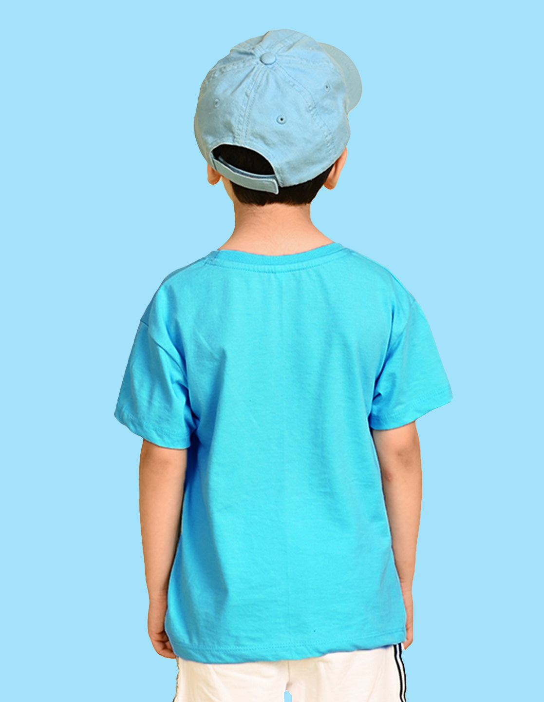Nusyl Boys Sky Blue Shark & Text Printed Short sleeve Cotton Blend Oversized T-shirts