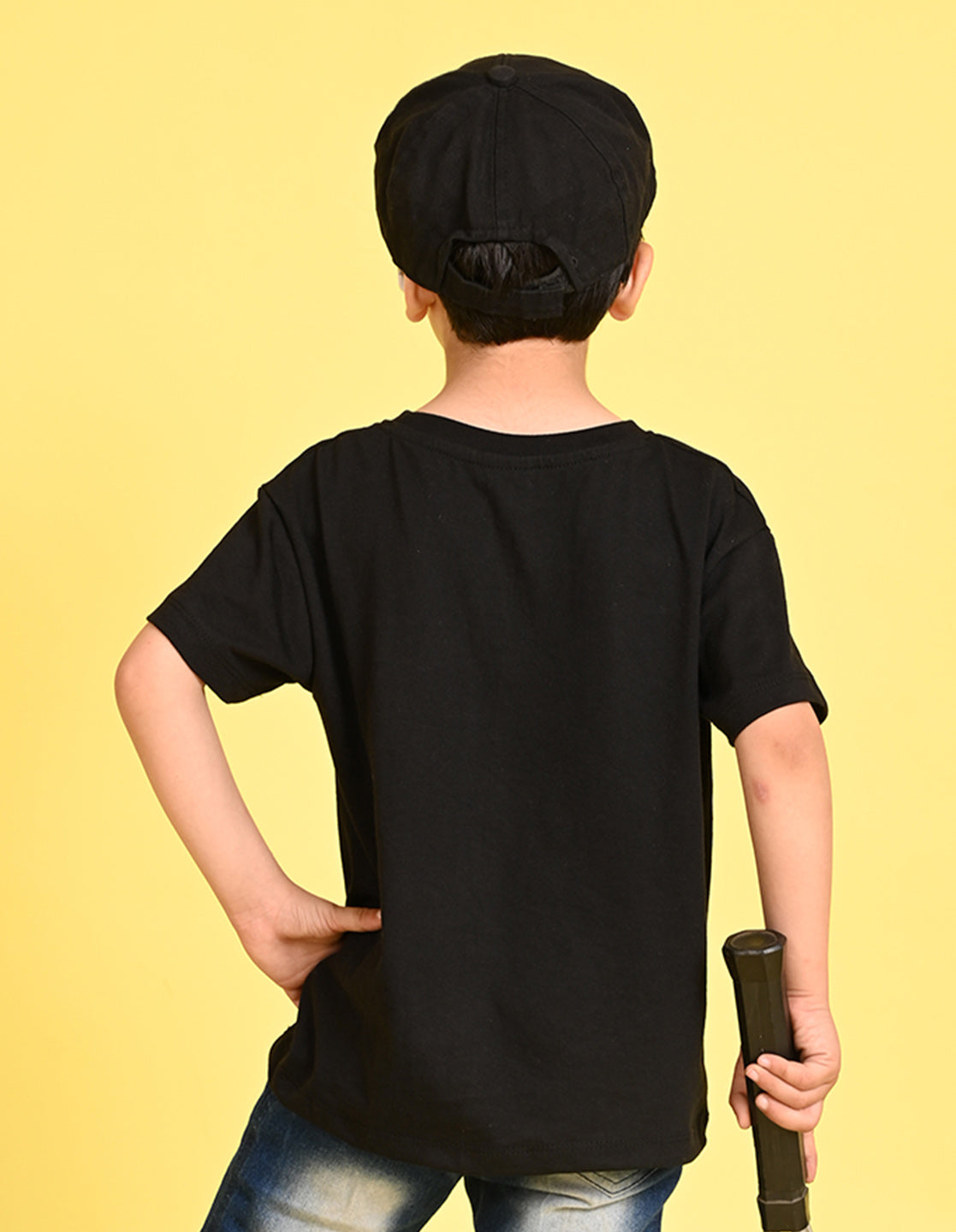 Nusyl Boys Black Rock Star Text Printed Short sleeve Cotton Blend Oversized T-shirts