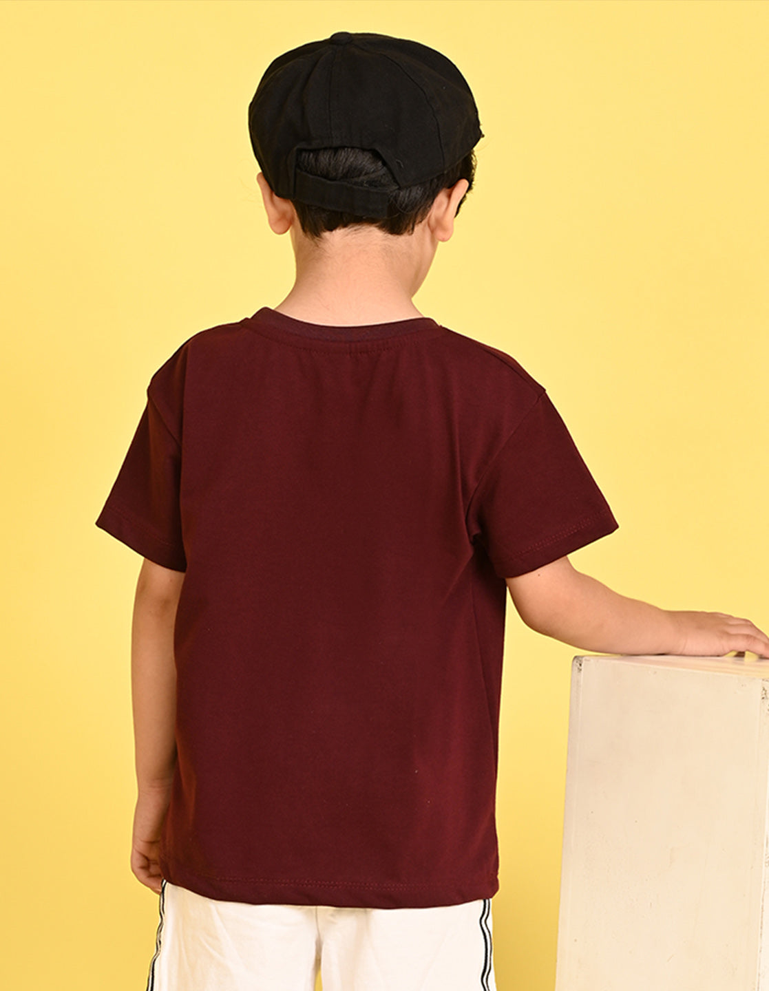 Nusyl Boys Wine Monkey Printed Short sleeve Cotton Blend Oversized T-shirts