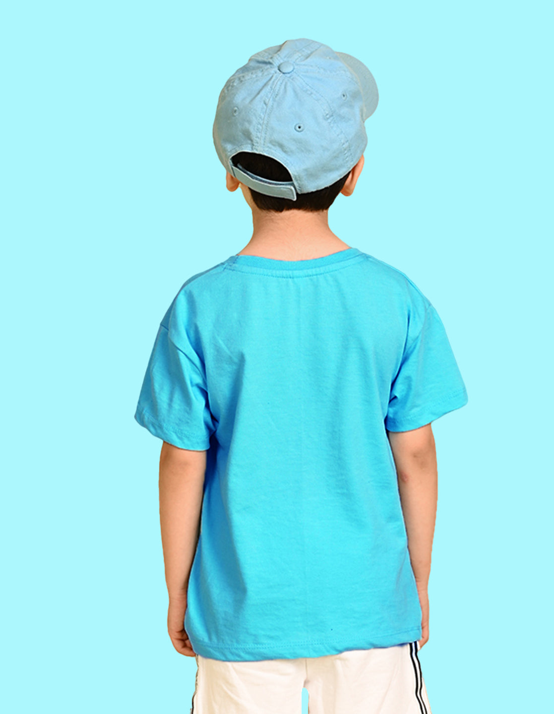 Nusyl Boys Sky Blue Monkey Printed Short sleeve Cotton Blend Oversized T-shirts
