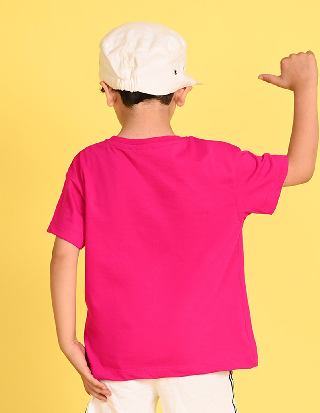 Nusyl Boys Hot Pink Monkey Printed Short sleeve Cotton Blend Oversized T-shirts