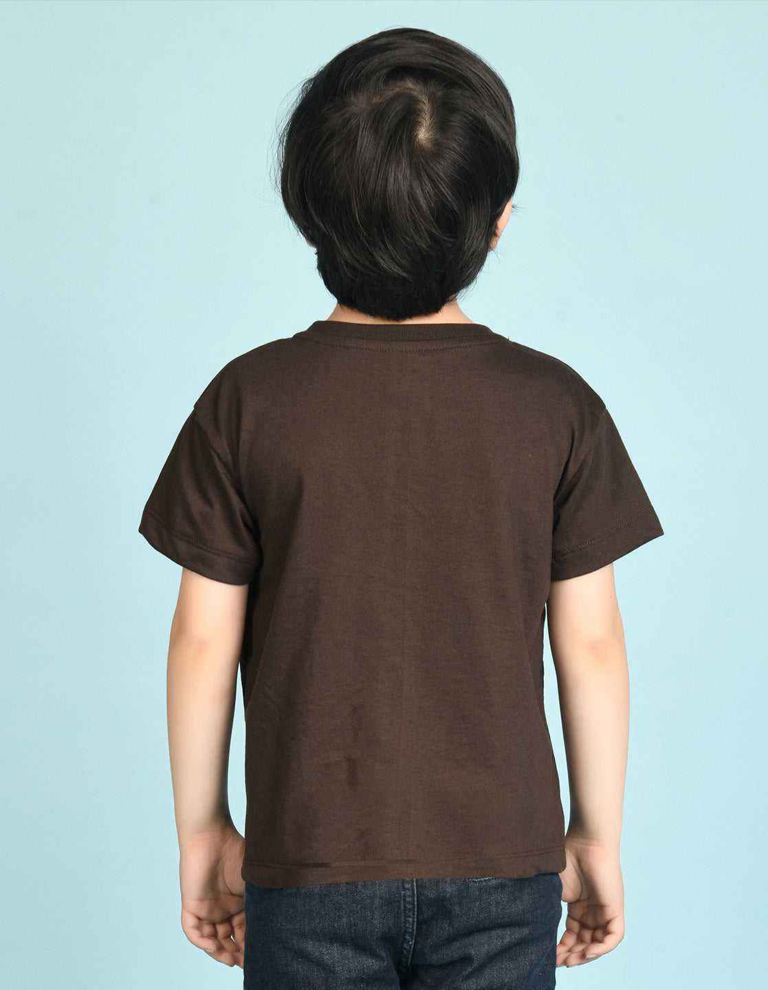 Nusyl Boys Brown Dinosaur & Text Printed Short sleeve Cotton Blend Oversized T-shirts