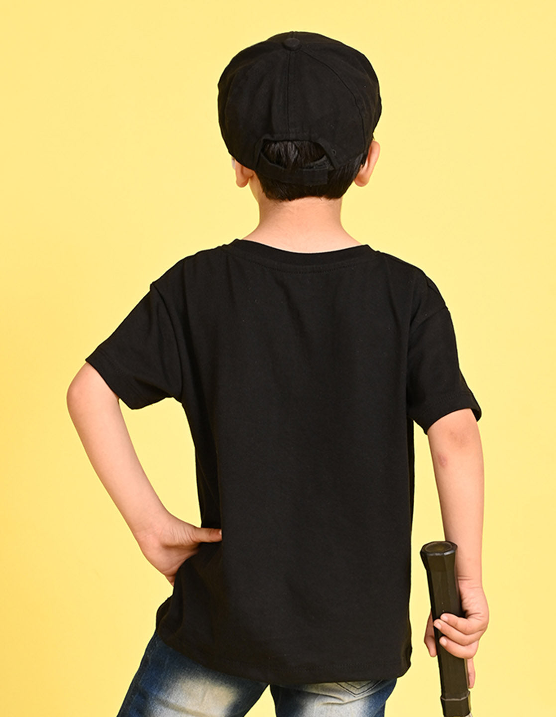 Nusyl Boys Black Dinosaur & Text Printed Short sleeve Cotton Blend Oversized T-shirts