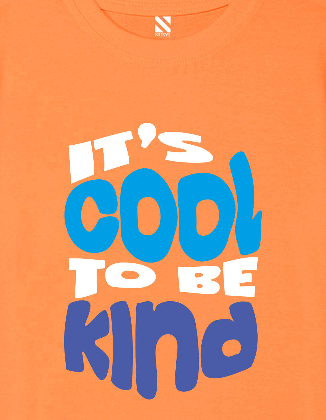 Nusyl Boys Orange It's Cool To Be Kind Text Printed Short sleeve Cotton Blend Oversized T-shirts