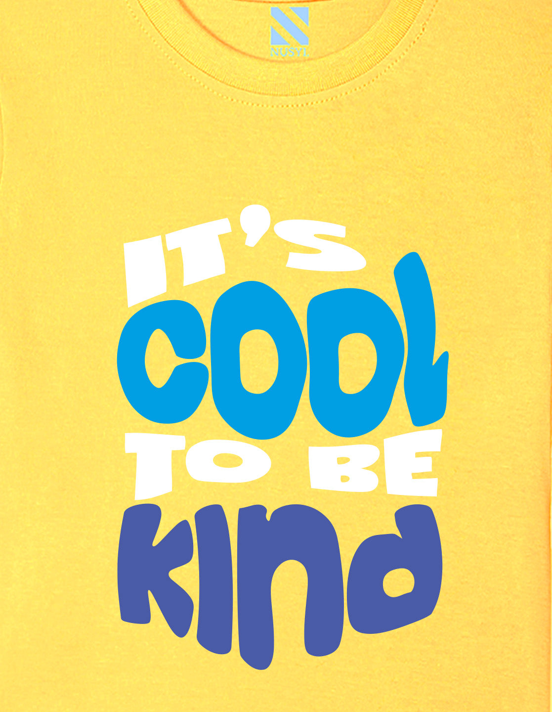 Nusyl Boys Yellow It's Cool To Be Kind Text Printed Short sleeve Cotton Blend Oversized T-shirts