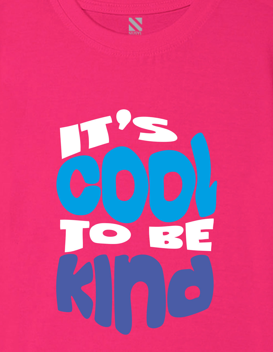 Nusyl Boys Hot Pink It's Cool To Be Kind Text Printed Short sleeve Cotton Blend Oversized T-shirts