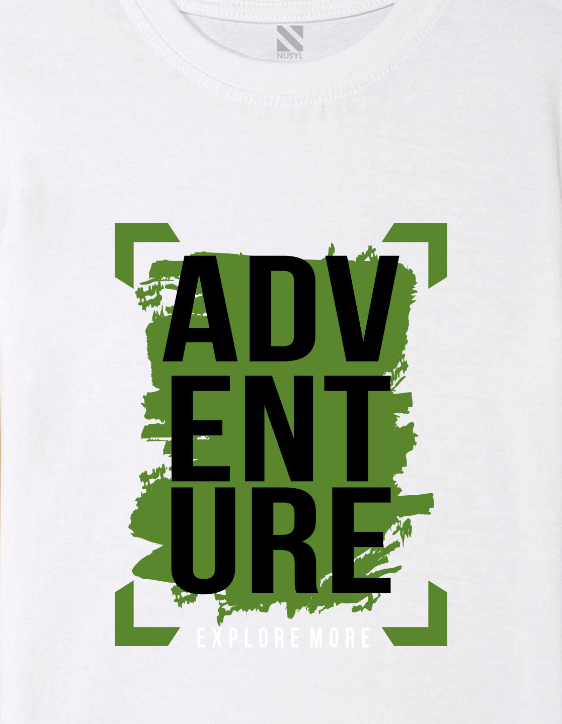 Nusyl Boys White Adventure Text Printed Short sleeve Cotton Blend Oversized T-shirts
