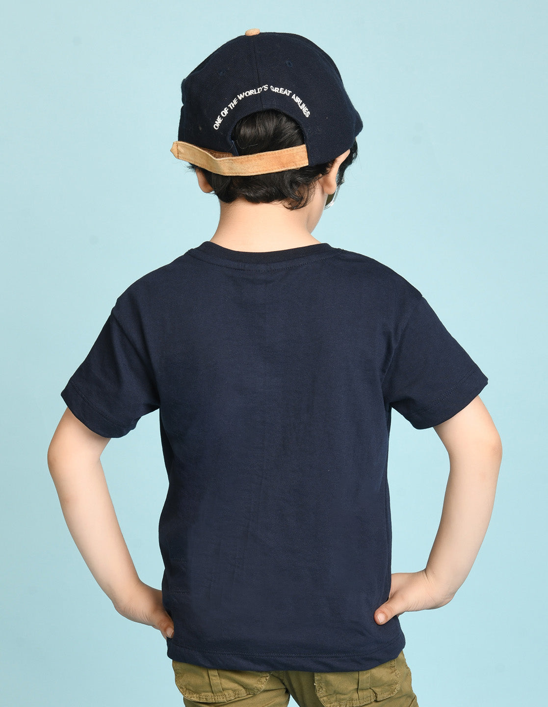 Nusyl Boys Navy Blue Adventure Text Printed Short sleeve Cotton Blend Oversized T-shirts