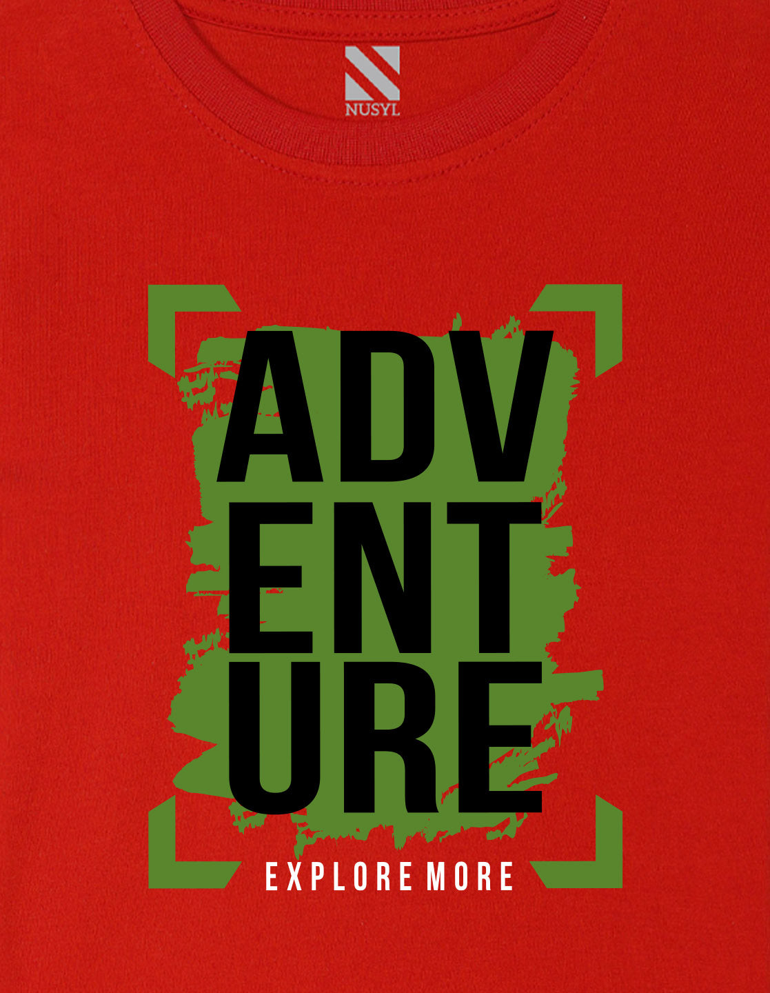 Nusyl Boys Red Adventure Text Printed Short sleeve Cotton Blend Oversized T-shirts