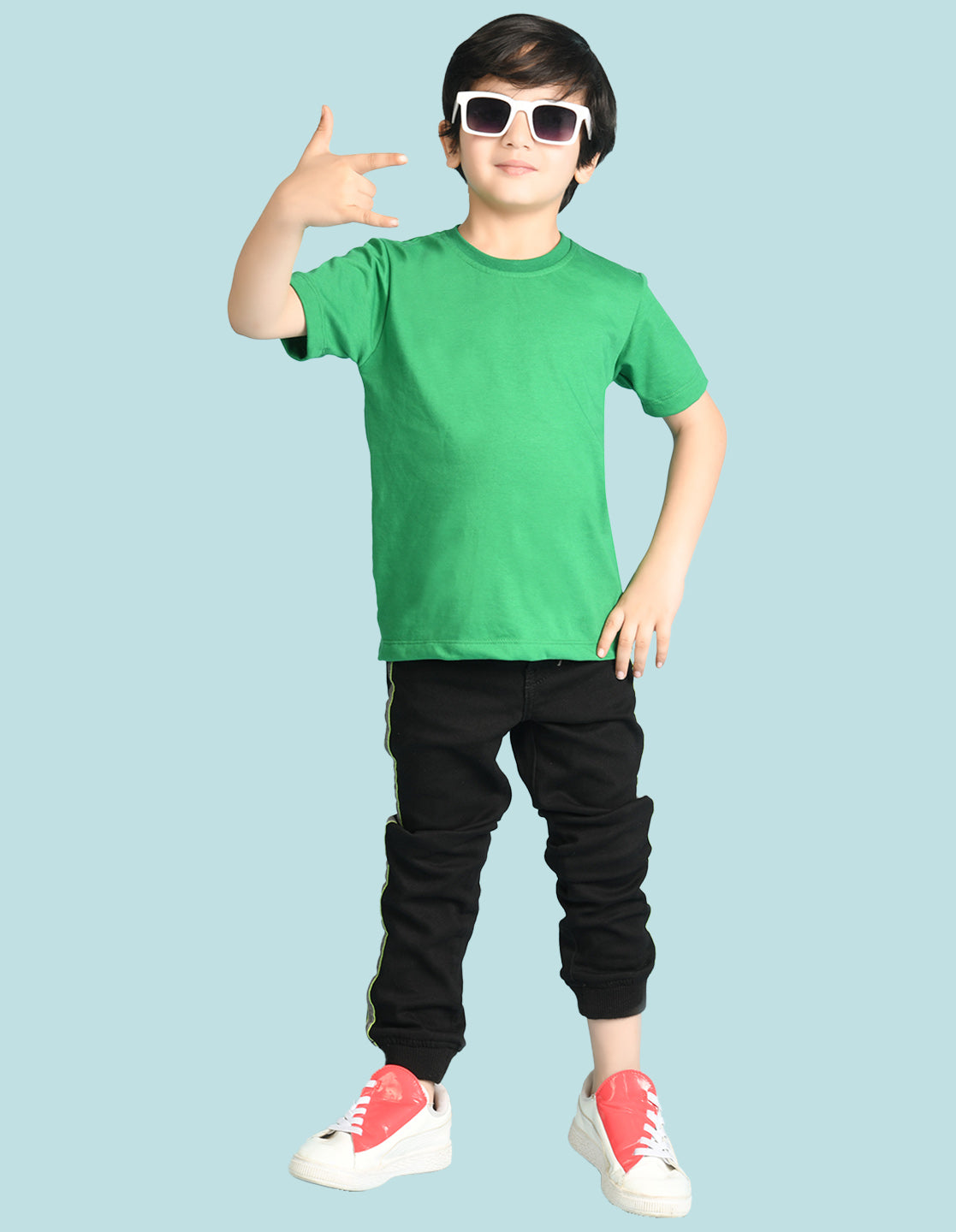Nusyl Boys Green Your Life is Awesome Text Printed Short sleeve Cotton Blend Oversized T-shirts