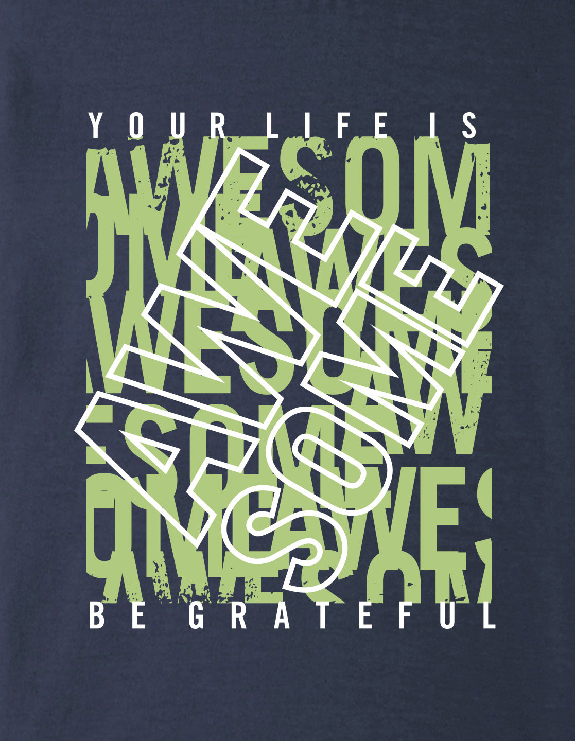 Nusyl Boys Navy Blue Life is Awesome Text Printed Short sleeve Cotton Blend Oversized T-shirts