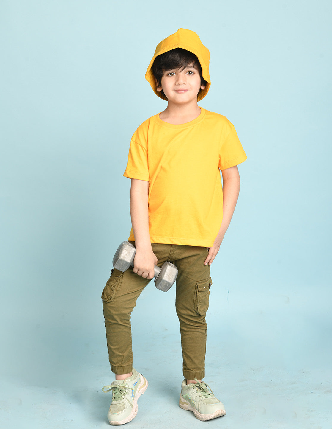 Nusyl Boys Yellow Your Life is Awesome Text Printed Short sleeve Cotton Blend Oversized T-shirts