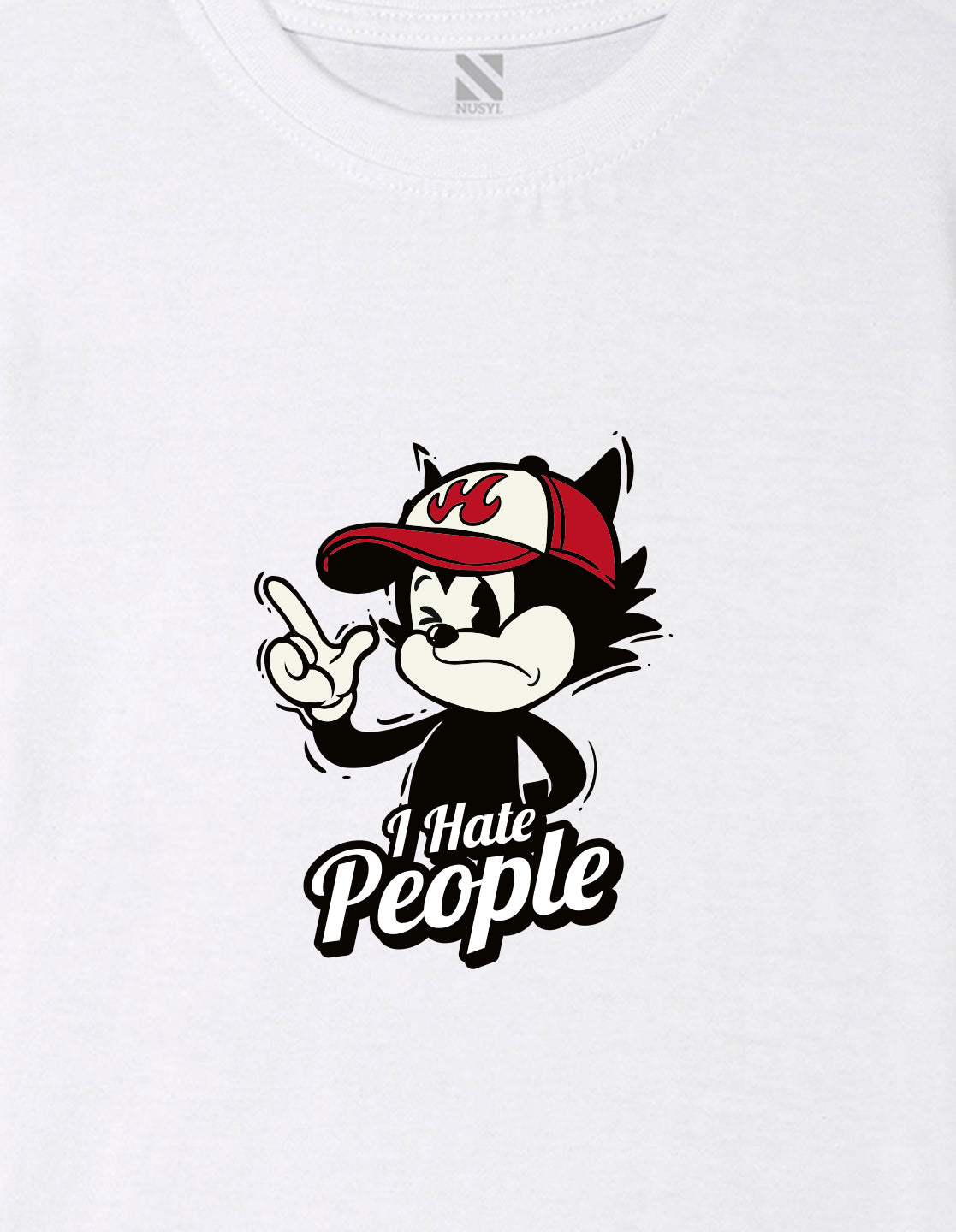 Nusyl Boys White i Hate People Text Printed Short sleeve Cotton Blend Oversized T-shirts