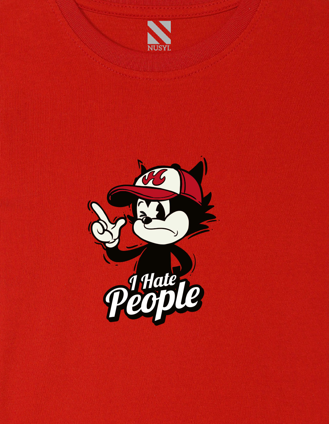 Nusyl Boys Red i Hate People Text Printed Short sleeve Cotton Blend Oversized T-shirts