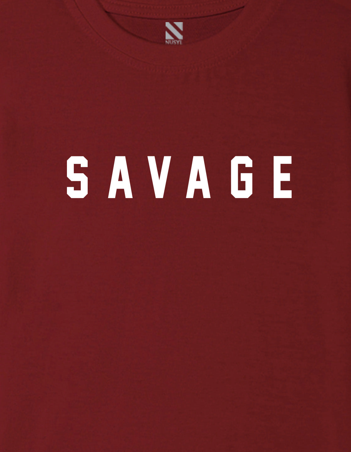 Nusyl Boys Wine Savage Text Printed Short sleeve Cotton Blend Oversized T-shirts