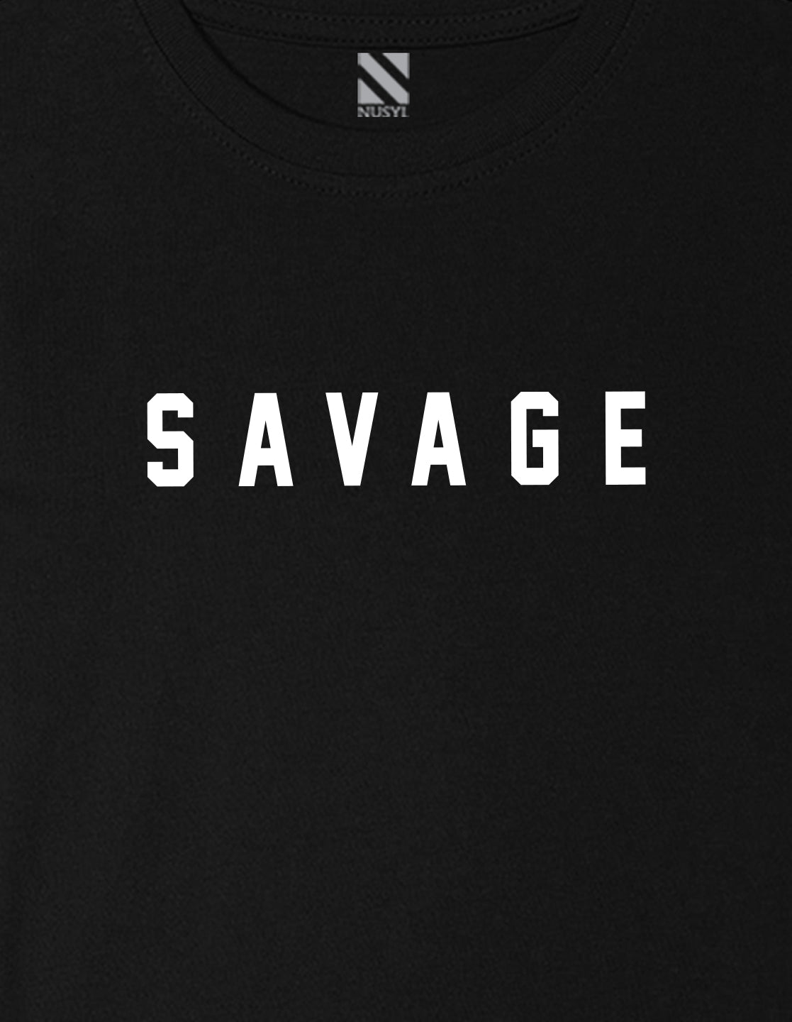 Nusyl Boys Black Savage Text Printed Short sleeve Cotton Blend Oversized T-shirts