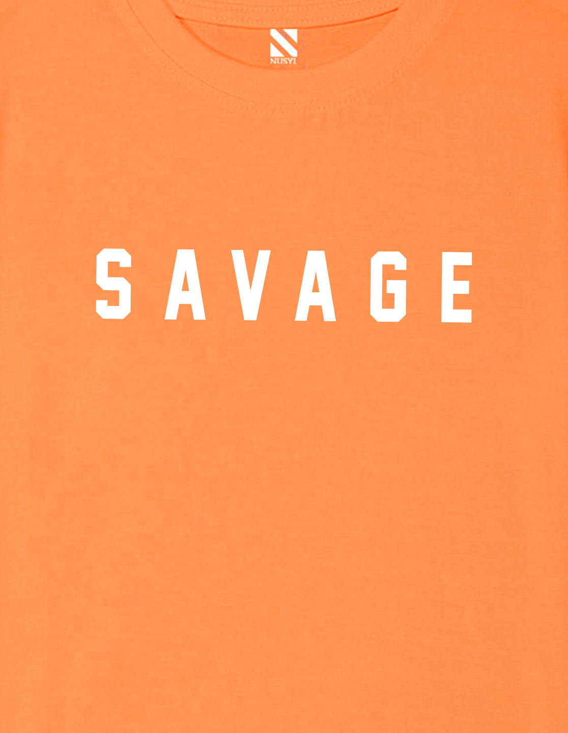Nusyl Boys Orange Savage Text Printed Short sleeve Cotton Blend Oversized T-shirts