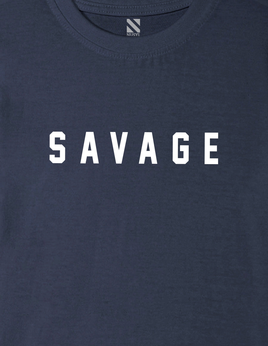 Nusyl Boys Navy Blue Savage Text Printed Short sleeve Cotton Blend Oversized T-shirts