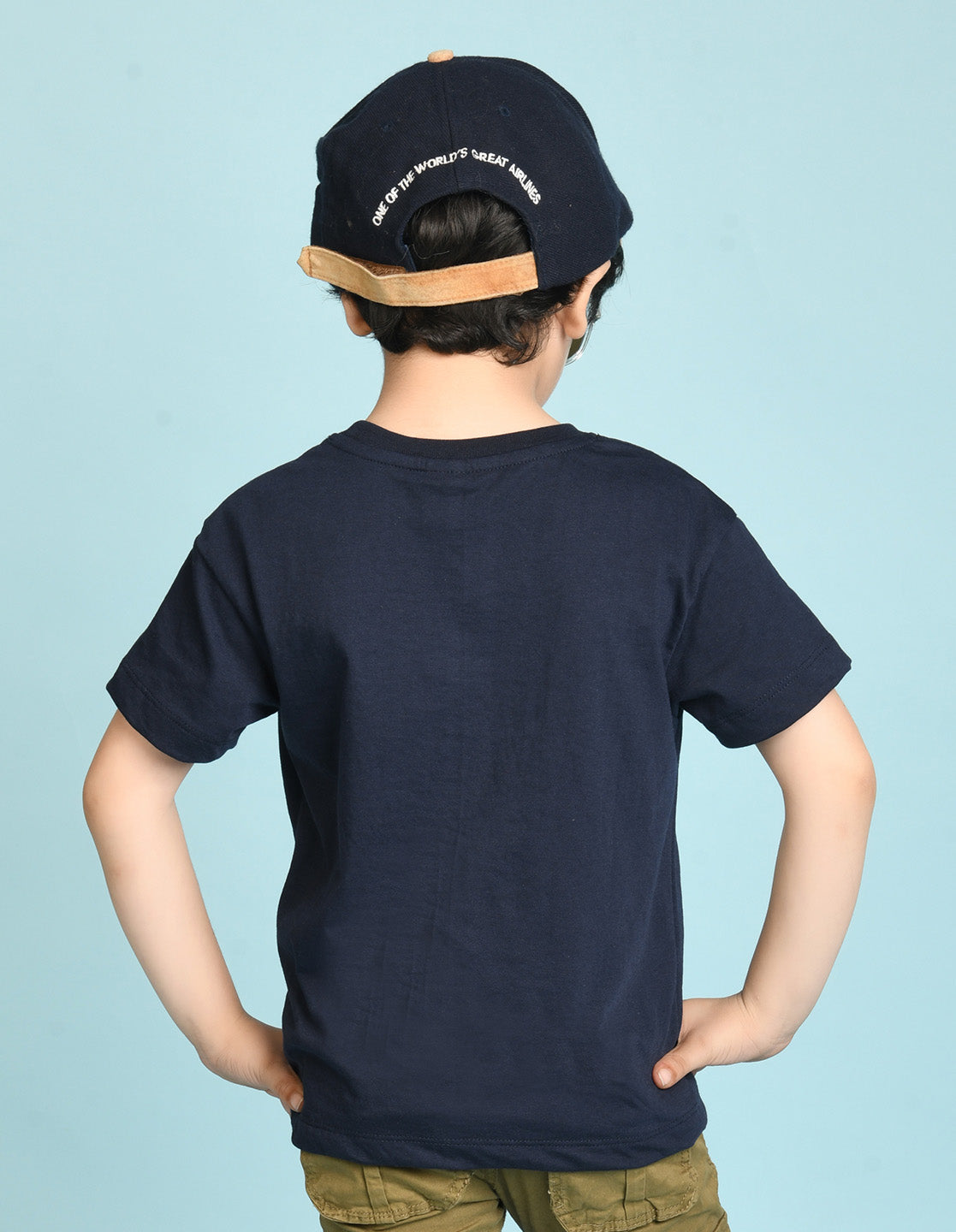 Nusyl Boys Navy Blue Slipe Text Printed Short sleeve Cotton Blend Oversized T-shirts