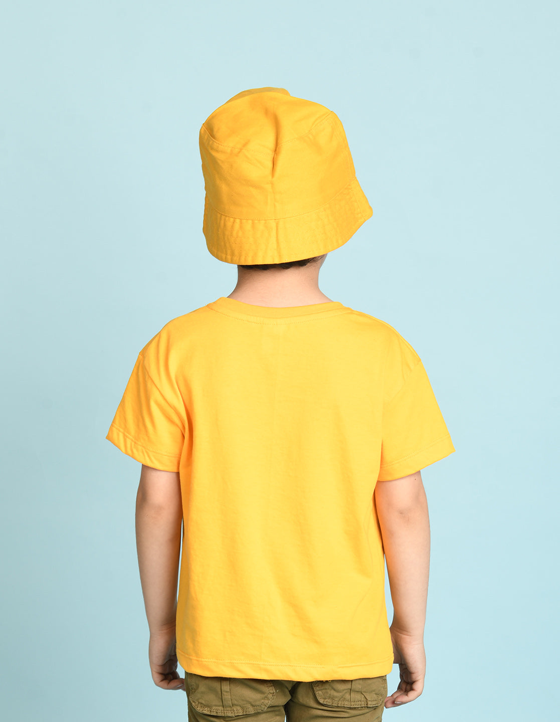 Nusyl Boys Yellow Slipe Text Printed Short sleeve Cotton Blend Oversized T-shirts