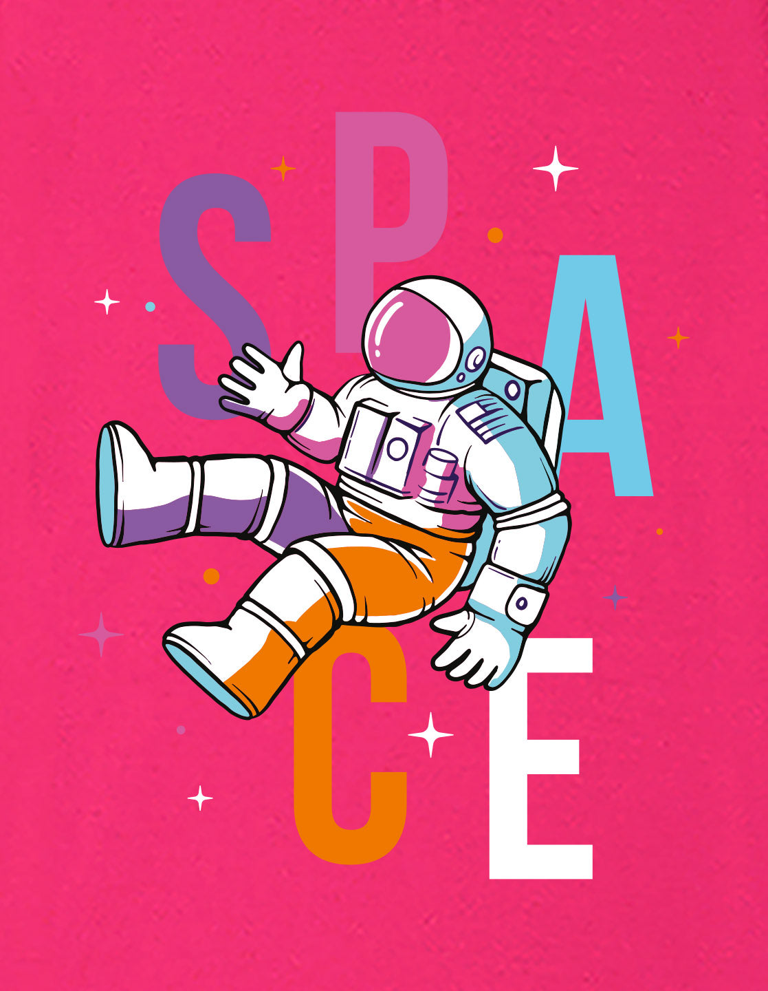 Nusyl Boys Hot Pink Space Text Printed Short Sleeve Oversized T-Shirt