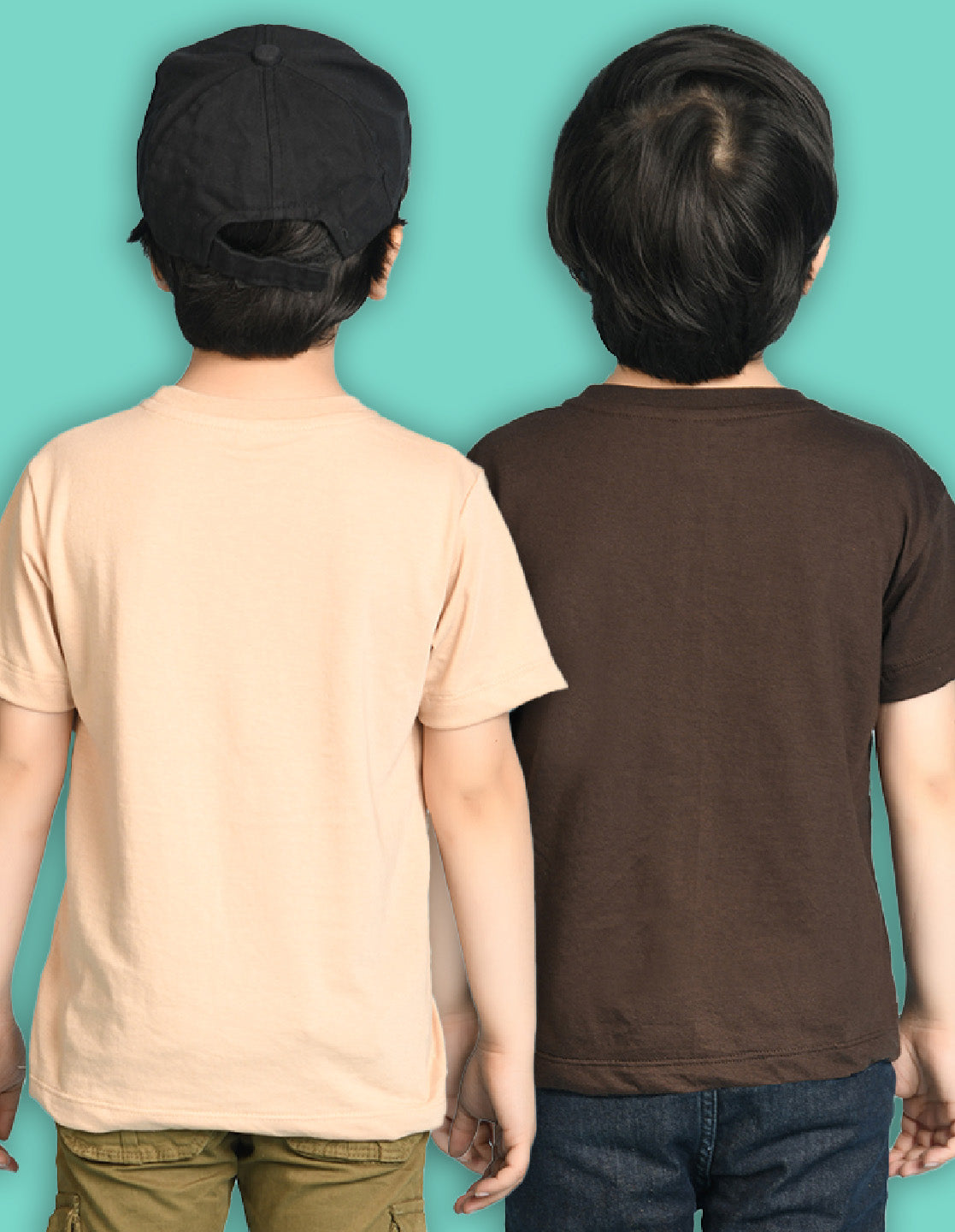 Nusyl Boys Beige & Brown Solid Oversized T-Shirt - Pack of 2