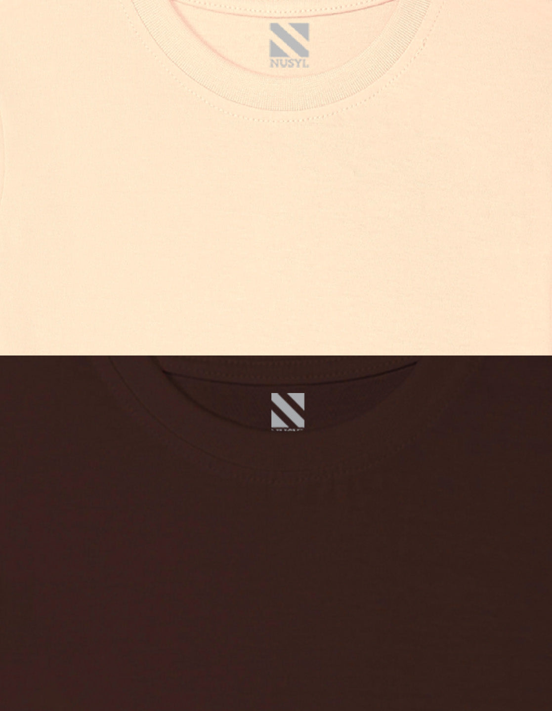Nusyl Boys Beige & Brown Solid Oversized T-Shirt - Pack of 2